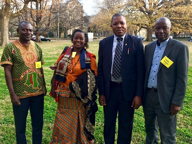 The CCTEF members and screening committee from the Congo Central Conference: (L-R) Rev. Mbumba Kaiva Faustin, Rev. Rde Katchiko Furaha Esther, Bishop Daniel Lunge Onashuyaka, Rev. Clement Chijka Kongolo 
