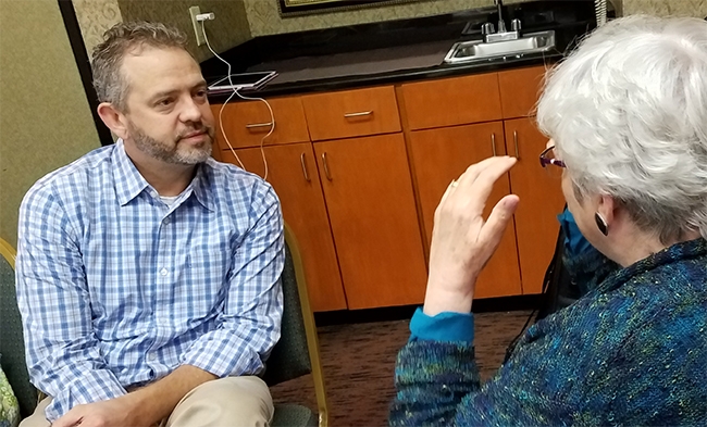 Mark Reed, admissions recruiter and United Methodist student candidacy liaison, MTSO and Rev. Anita Wood, certification administrator, GBHEM 