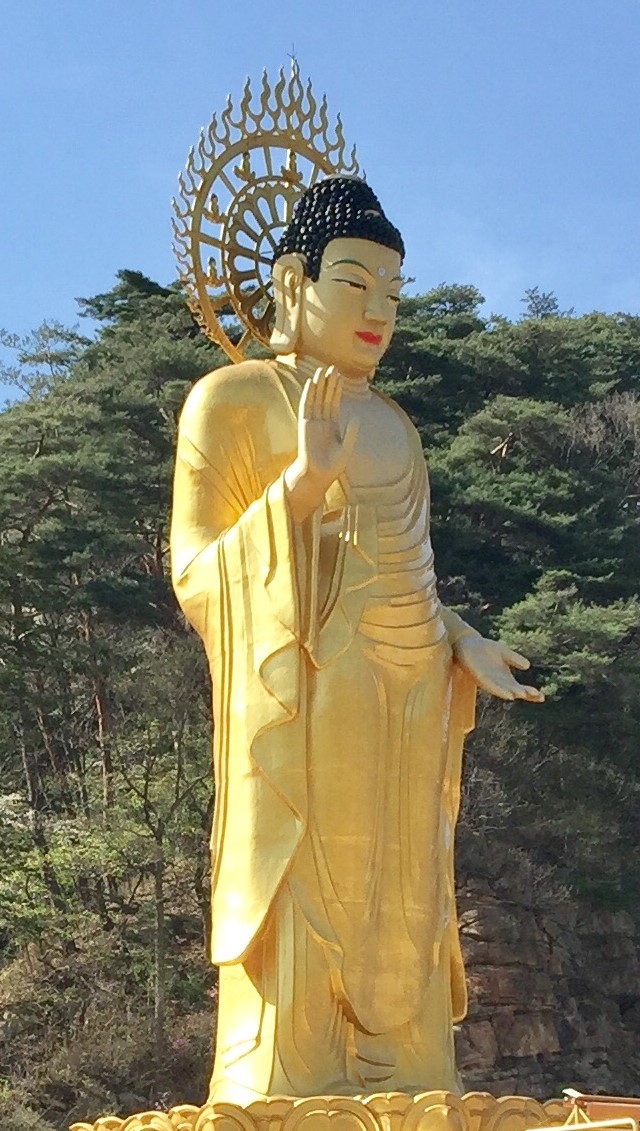 A large golden buddha statue