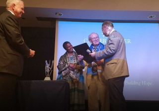 Rev. Dr. James T. Laney accepts the award.