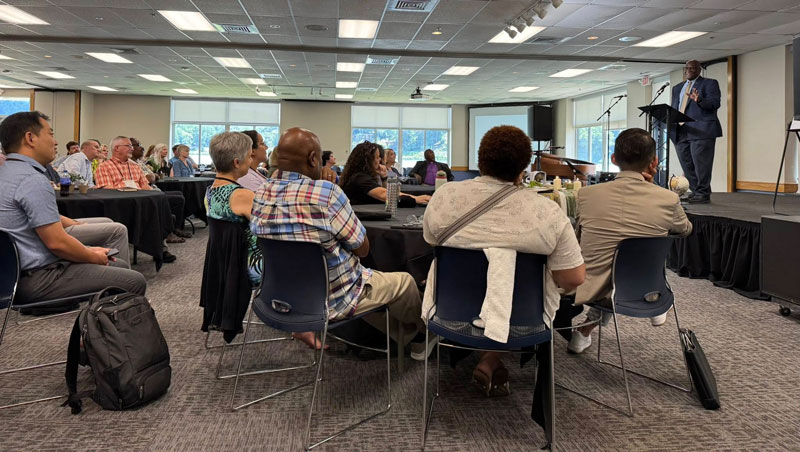 Bishop Gregory Palmer addresses participants at the DS-DCM Orientation on July 27-31. Photo by Amie Stewart