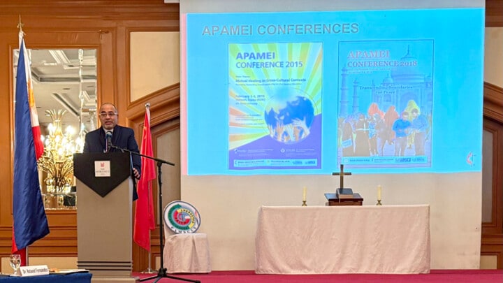 Roland Fernandes, general secretary for the General Boards of Higher Education and Ministry and Global Ministries, presents at the 2026 Asia Pacific Association of Methodist-related Educational Institutions (APAMEI) Conference from Jan. 18 to 21, in Manila.